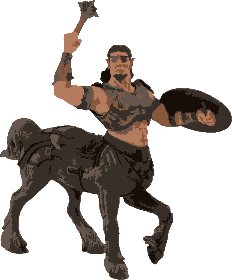 Centaur stencil, painted in 5 colors