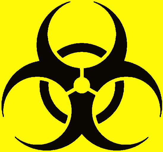 Biohazard stencil, painted in 2 colors