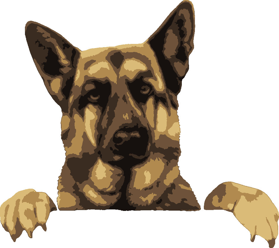 German Shepherd Peeking stencil, painted in 5 colors