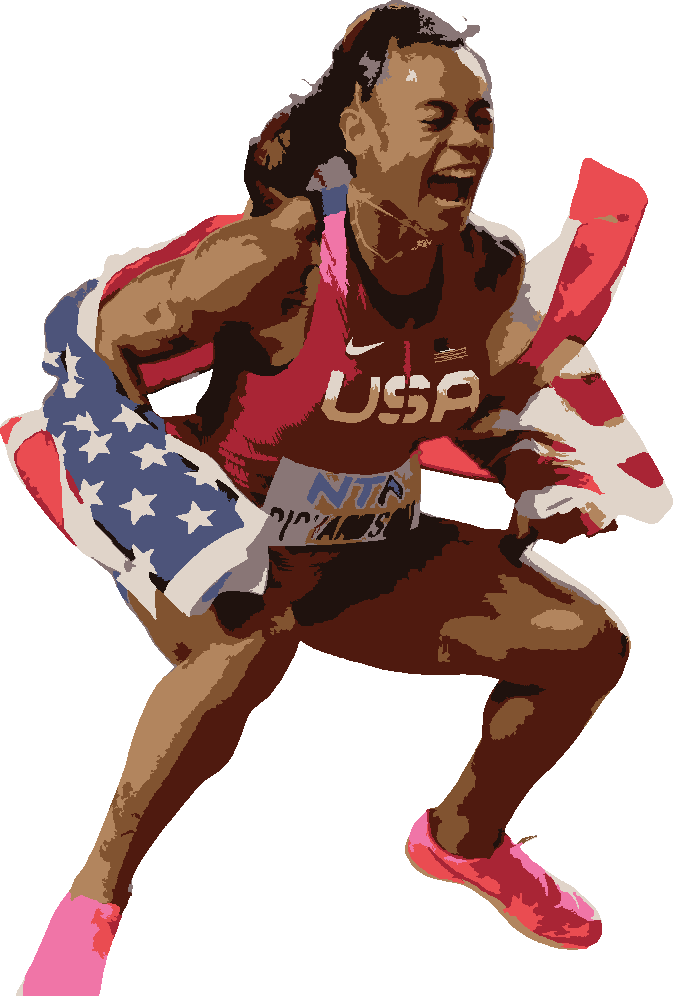 Sha’Carri Richardson stencil, painted in 10 colors