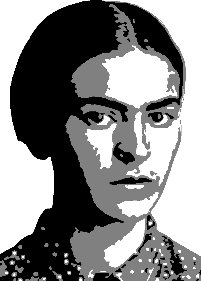 Early Frida Kahlo stencil, painted in 3 grays