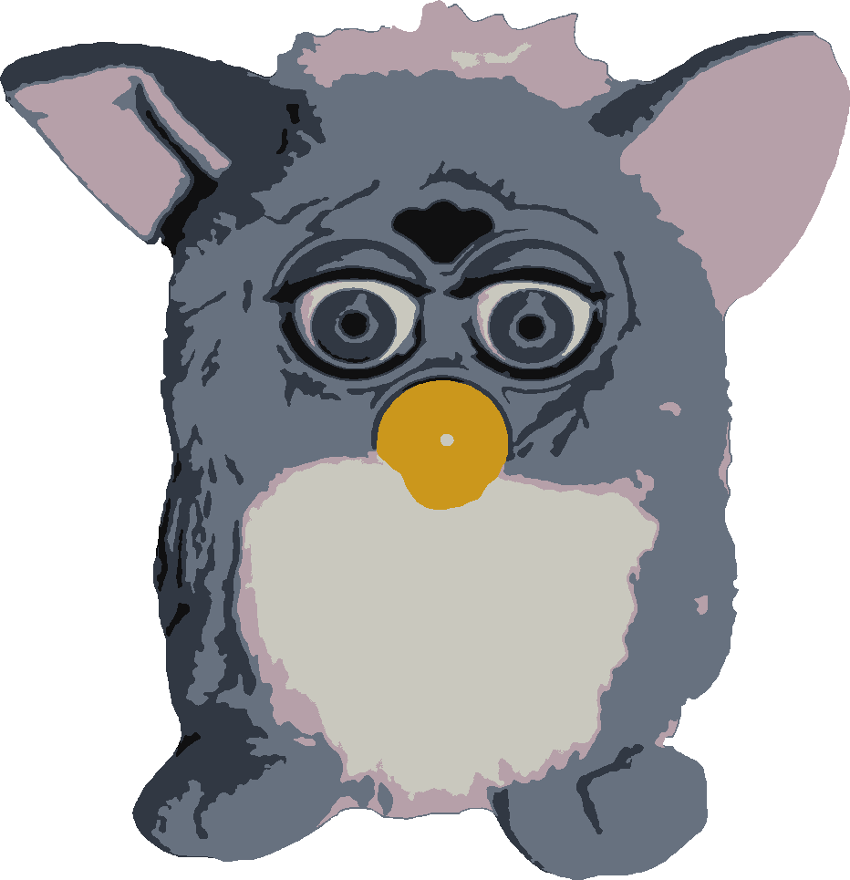 Furby stencil, painted in 6 colors