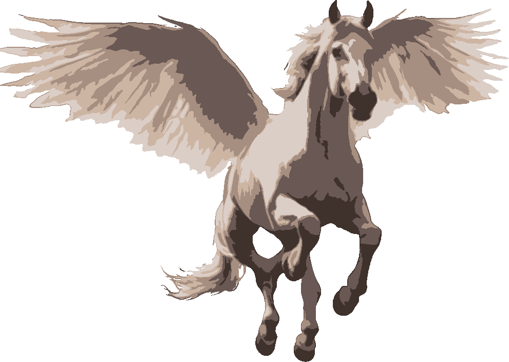 Pegasus stencil, painted in 5 colors