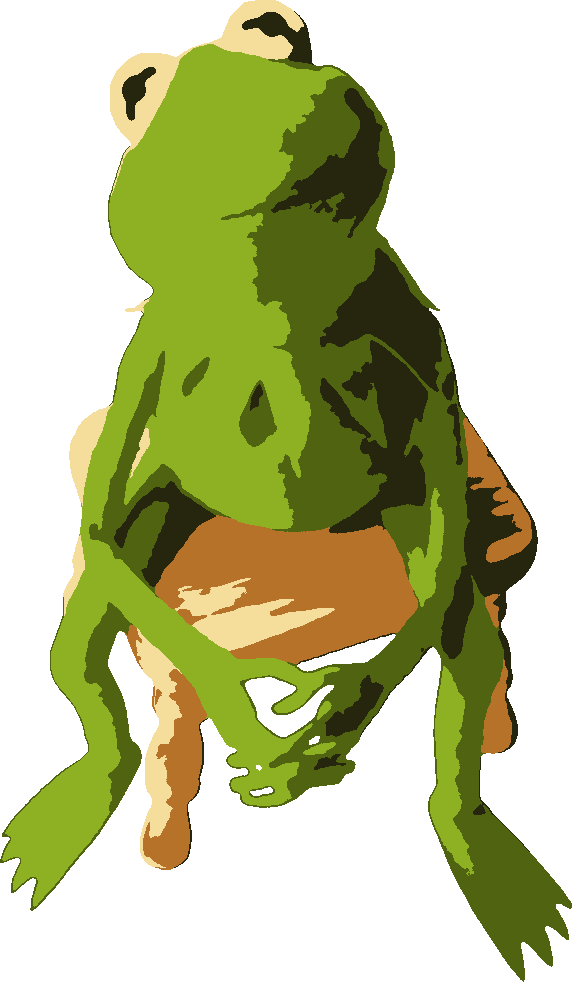 Kermit Sitting on a Chair stencil, painted in 5 colors