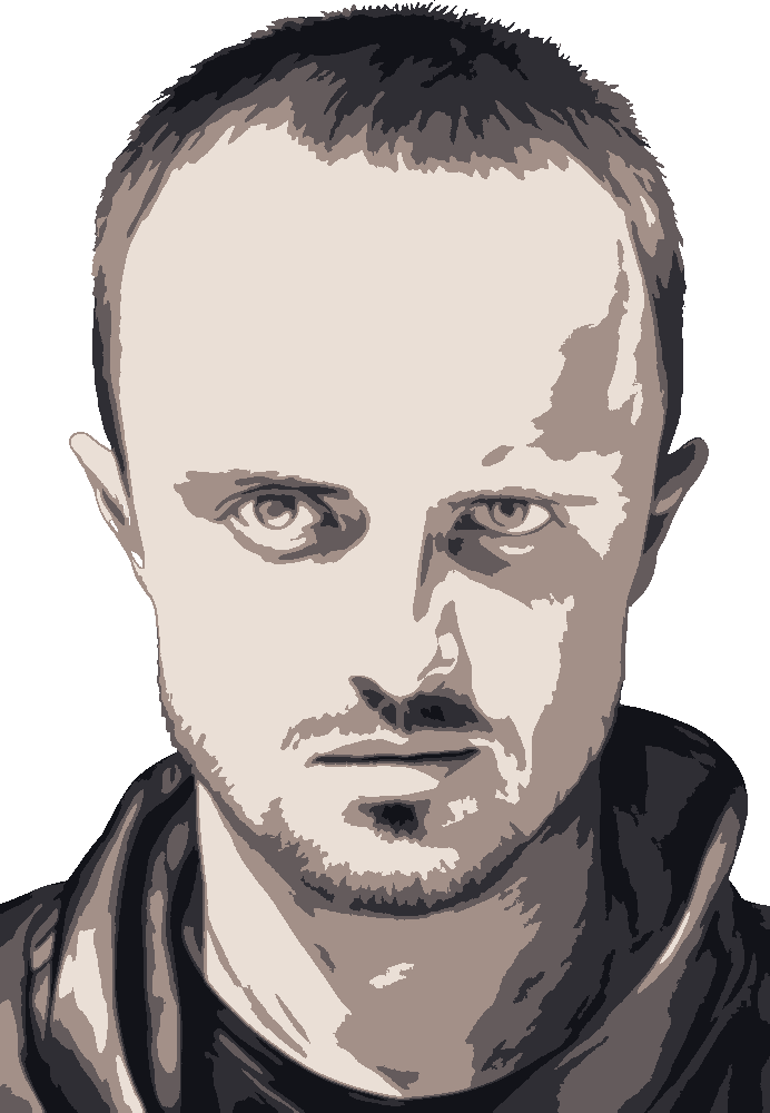 Jessie Pinkman stencil, painted in 5 colors