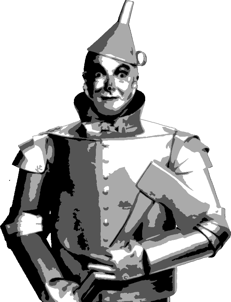 Tin Man stencil, painted in 4 grays