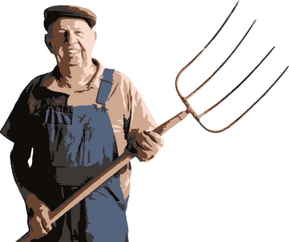 Farmer with Pitchfork stencil, painted in 6 colors