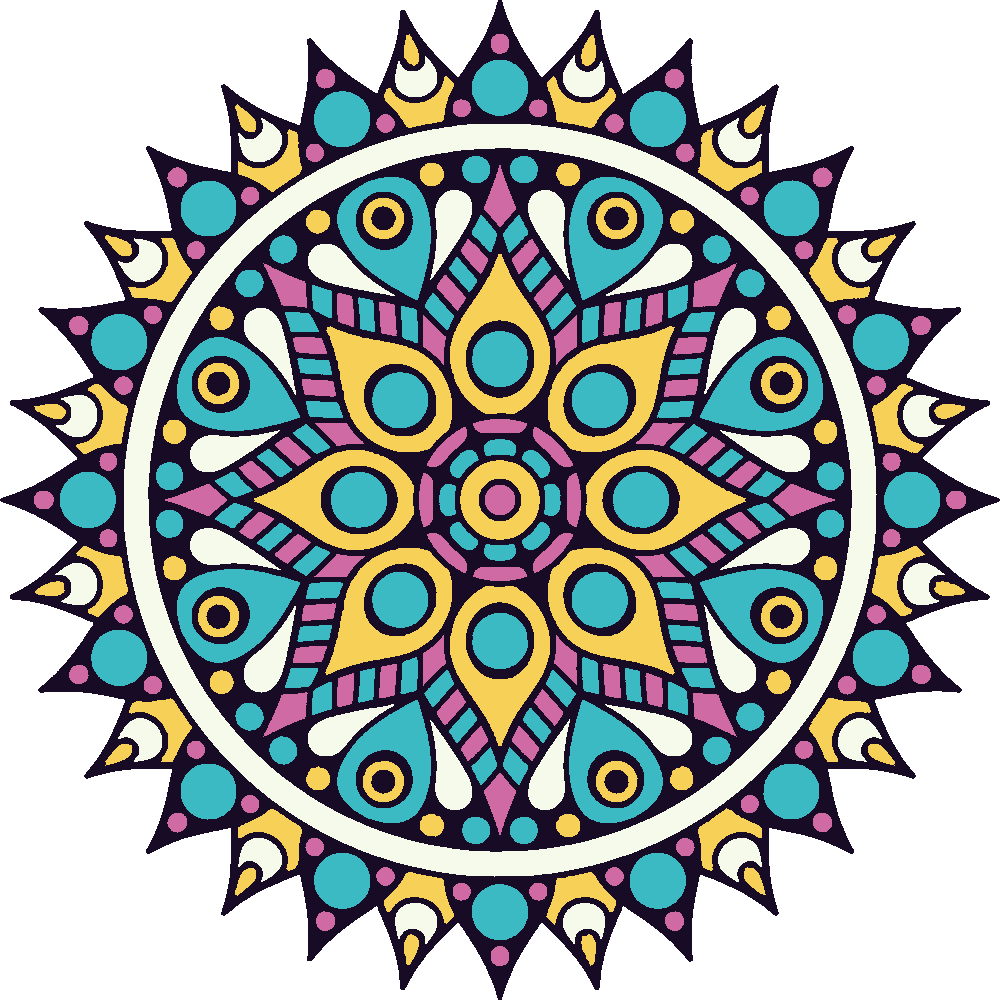 Mandala in Many Colors stencil, painted in 5 colors
