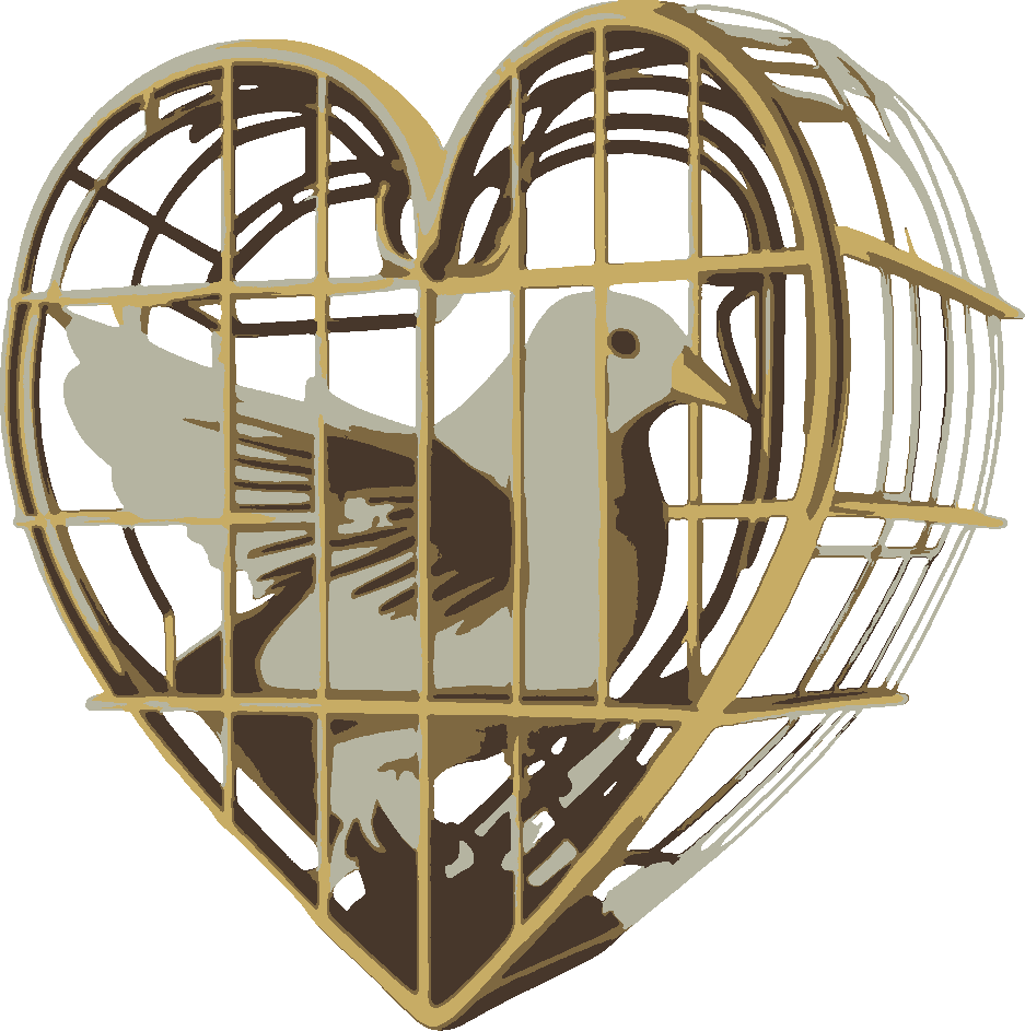 Dove in a Heart-shaped Cage stencil, painted in 4 colors