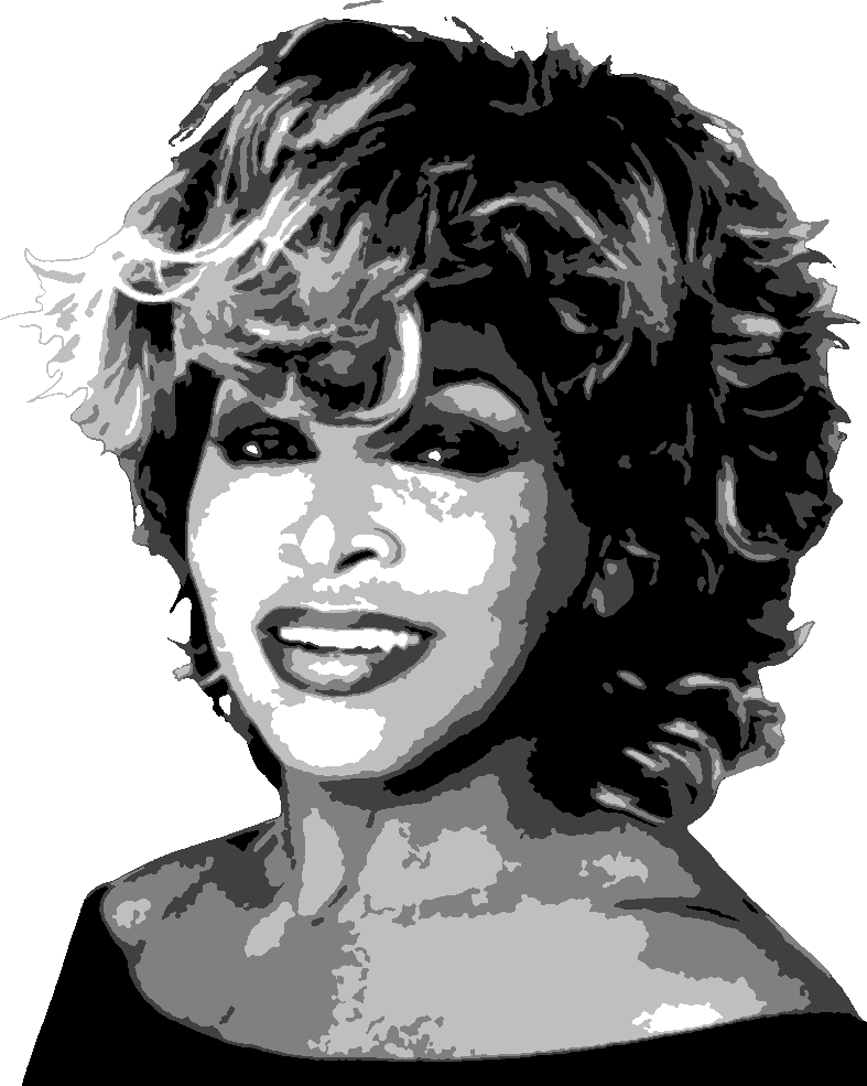 Tina Turner stencil, painted in 5 grays
