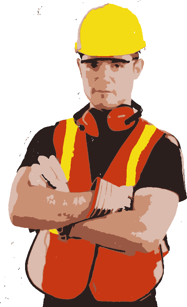 Construction Worker stencil, painted in 6 colors