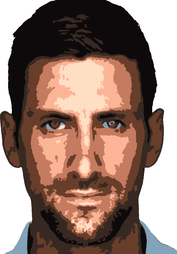 Novak Djokovic stencil, painted in 7 colors
