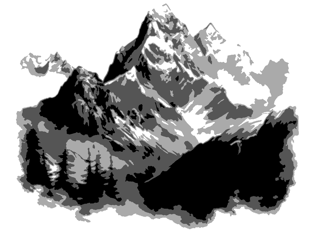 Mountain Landscape stencil, painted in 4 grays