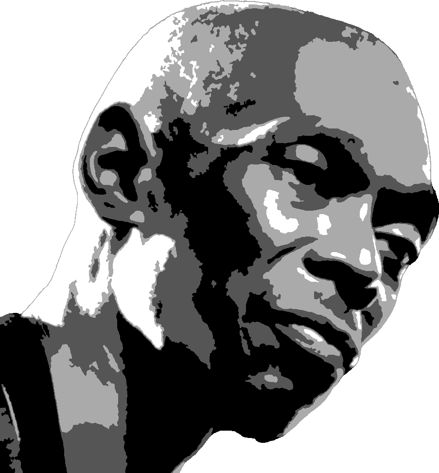 Maxi Jazz stencil, painted in 4 grays