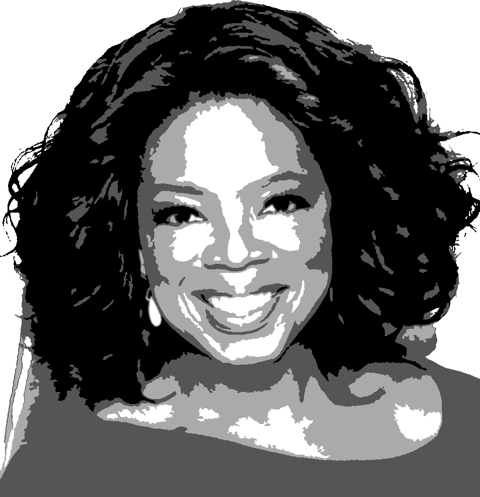 Oprah Winfrey stencil, painted in 4 grays