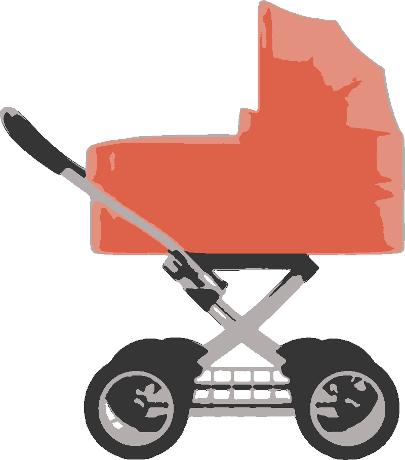 Baby Stroller stencil, painted in 4 colors