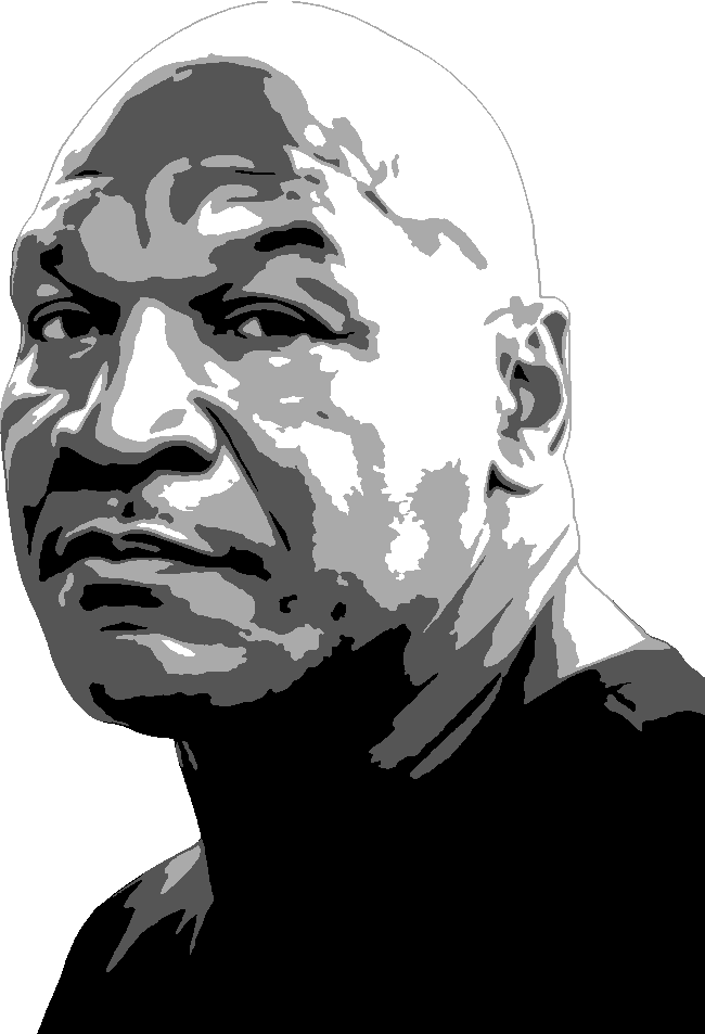 Mike Tyson stencil, painted in 4 grays