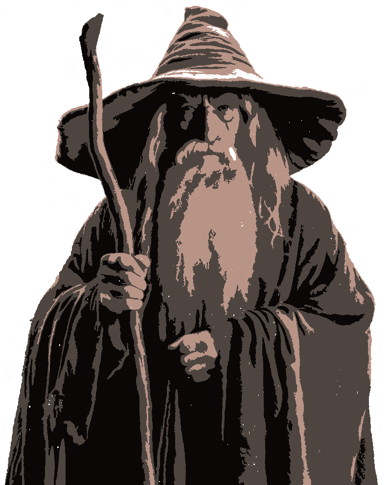 Gandalf stencil, painted in 4 colors