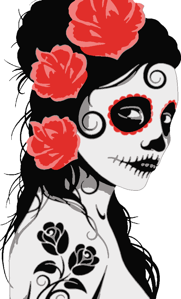 Day of the Dead stencil, painted in 5 colors