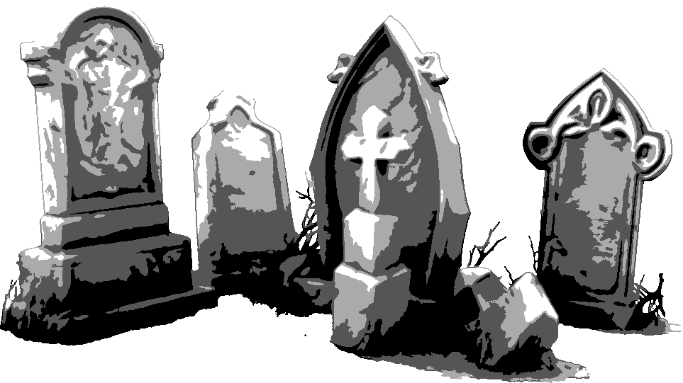 Graveyard Tombstones stencil, painted in 4 grays