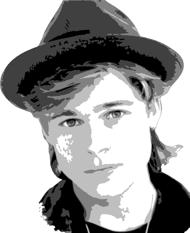 Young Brad Pitt stencil, painted in 5 grays