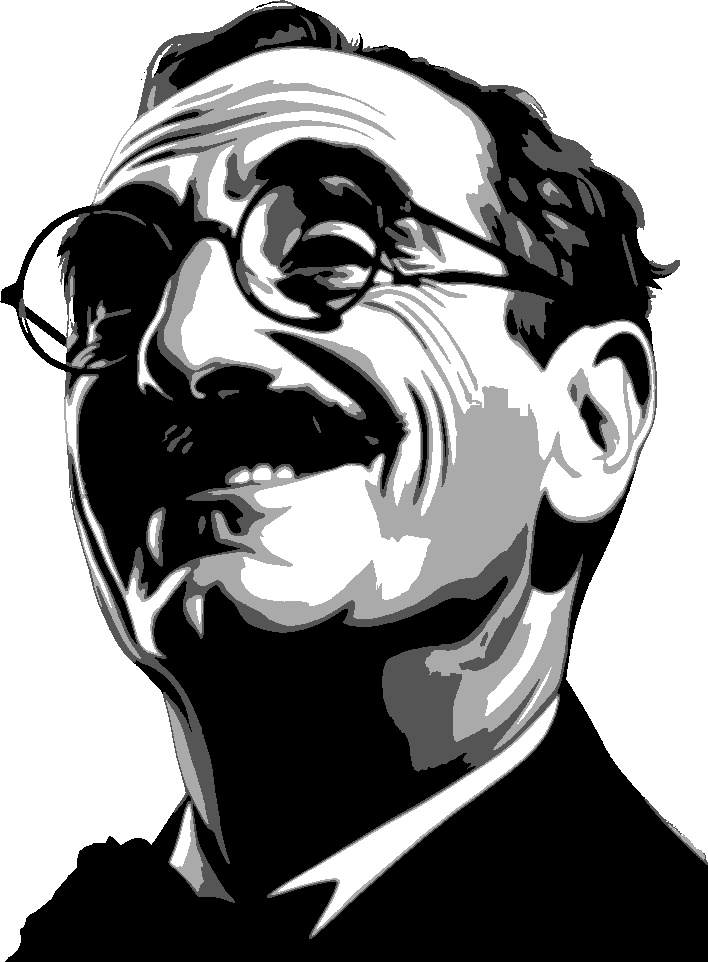 Groucho Marx stencil, painted in 4 grays
