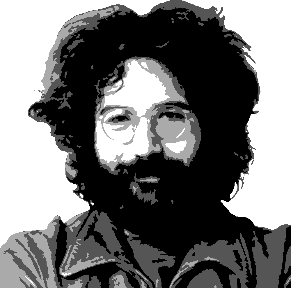 Jerry Garcia stencil, painted in 4 grays
