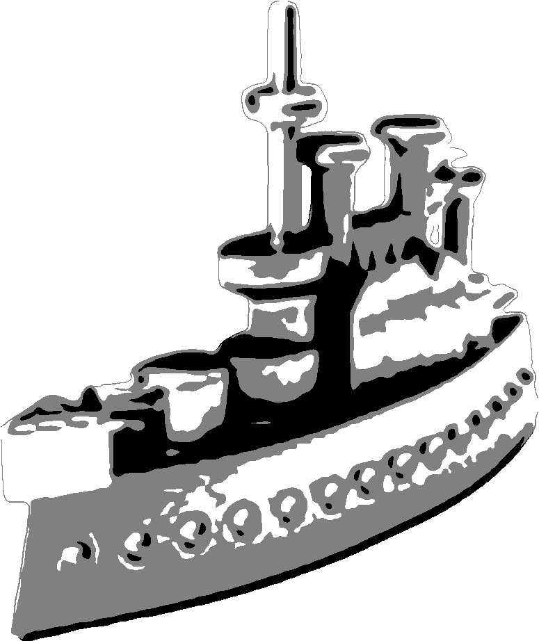 Battleship (Monopoly Game Piece) stencil, painted in 3 grays