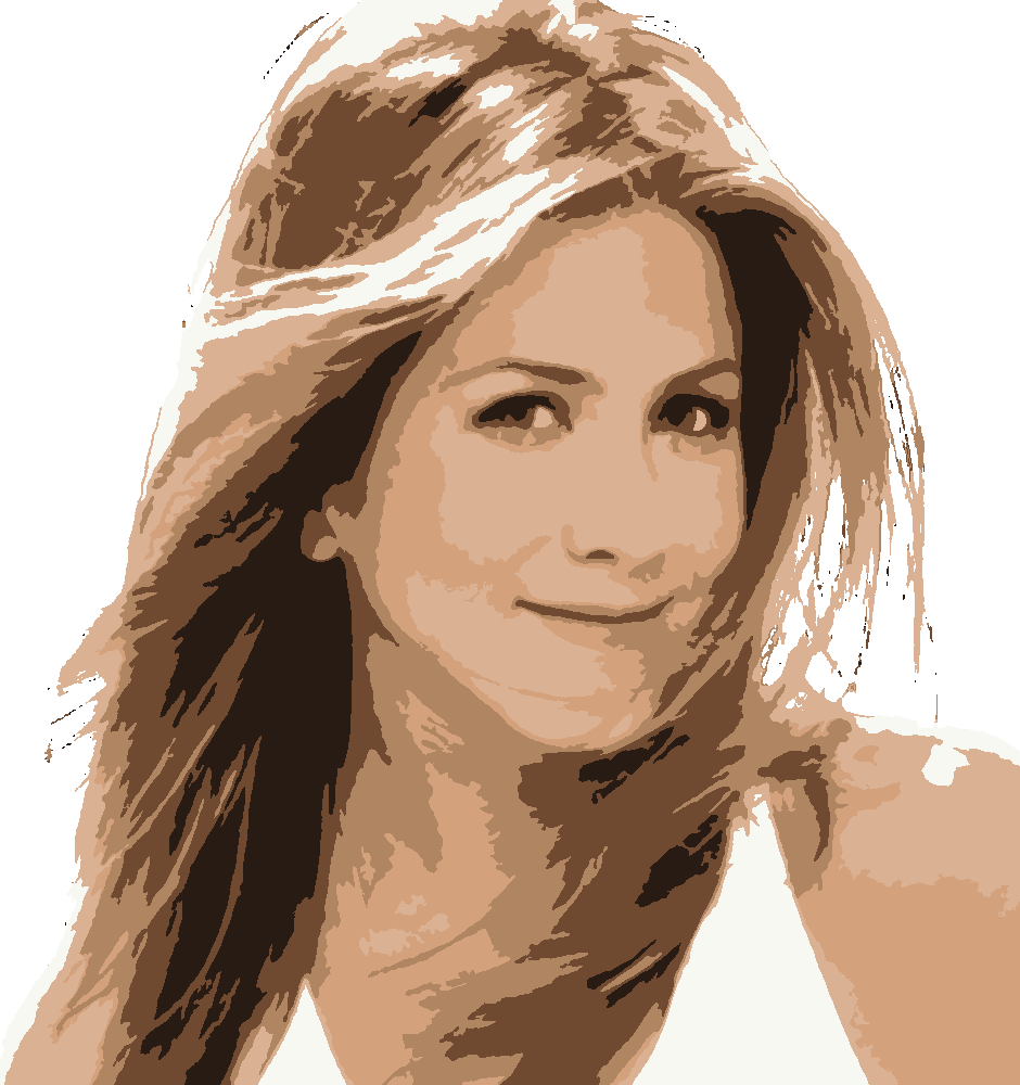Jennifer Aniston stencil, painted in 6 colors
