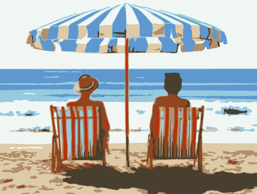 Beach Umbrella stencil, painted in 8 colors