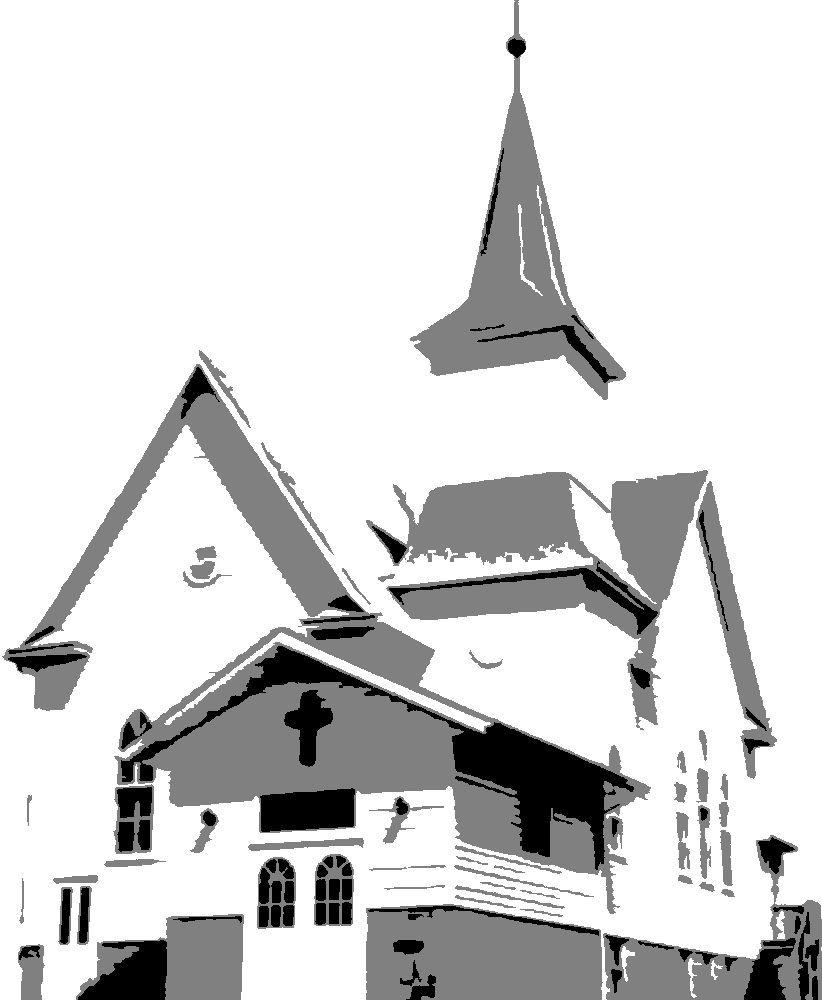 Country Church stencil, painted in 3 grays