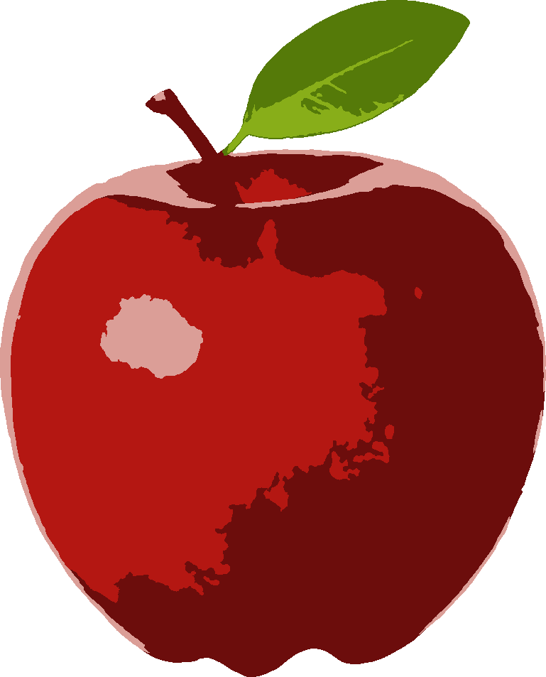 Apple stencil, painted in 5 colors