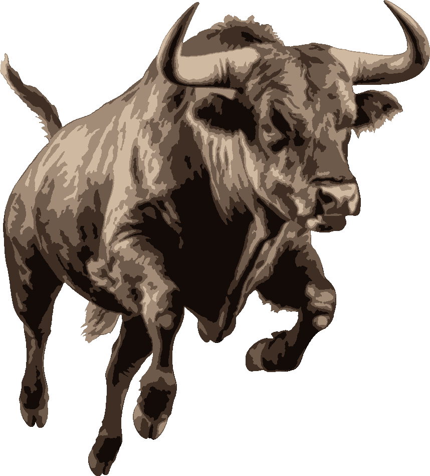 Charging Bull stencil, painted in 5 colors