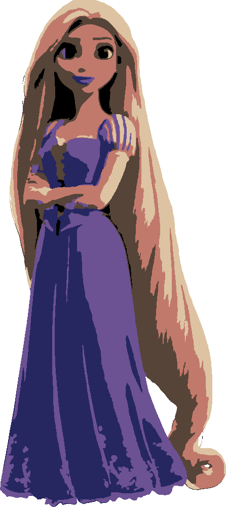 Rapunzel stencil, painted in 6 colors