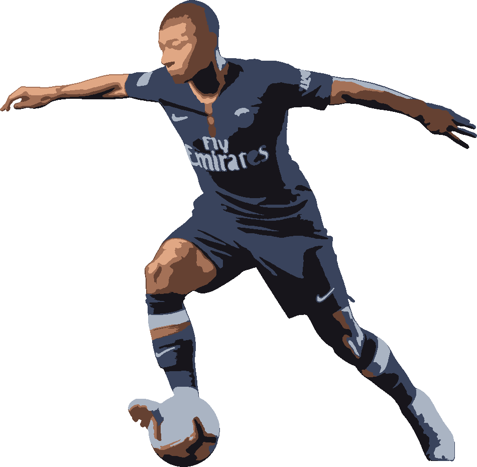 Kylian Mbappé in action stencil, painted in 6 colors