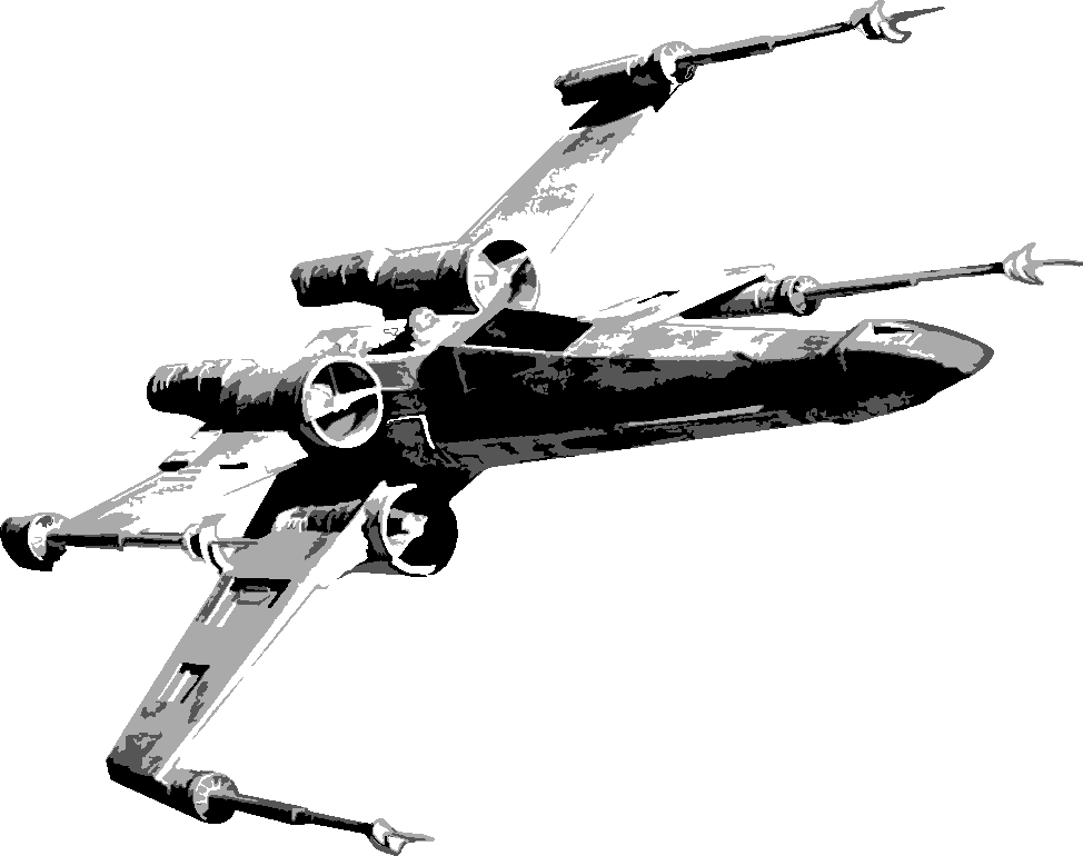 X-Wing stencil, painted in 4 grays