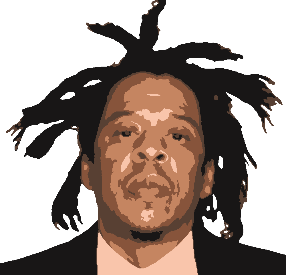 Jay-Z stencil, painted in 5 colors