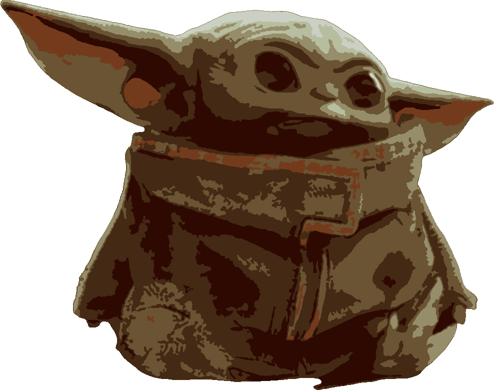 Baby Yoda stencil, painted in 7 colors