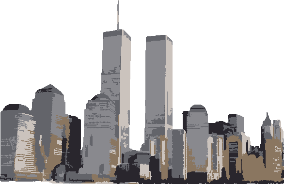 WTC stencil, painted in 5 colors