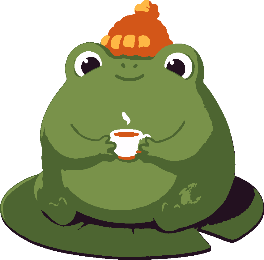 Frog in a Beanie stencil, painted in 6 colors