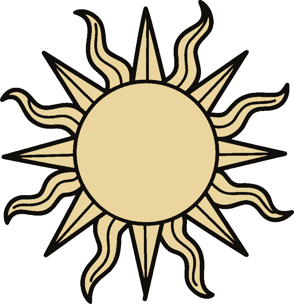 Sun stencil, painted in 2 colors