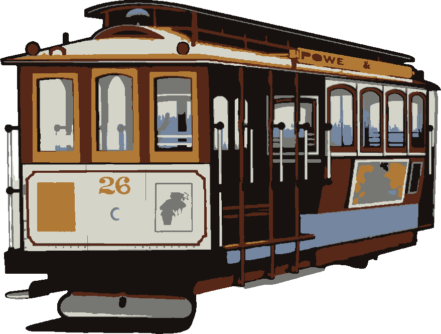 Cable Car stencil, painted in 6 colors