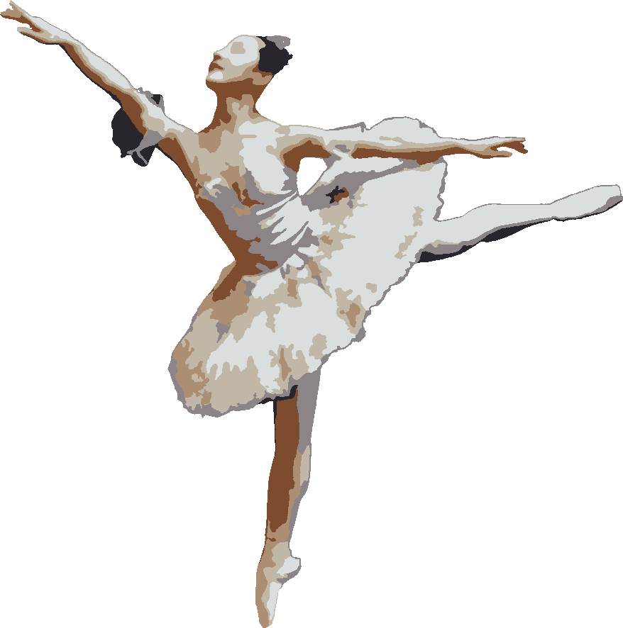 Ballerina Arabesque stencil, painted in 6 colors