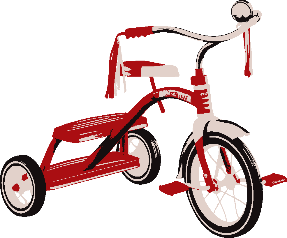 Tricycle stencil, painted in 3 colors
