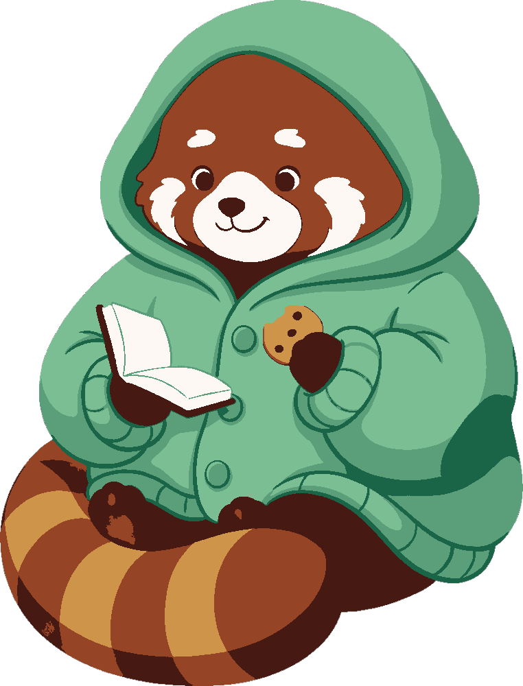 Red Panda in a Cardigan stencil, painted in 7 colors