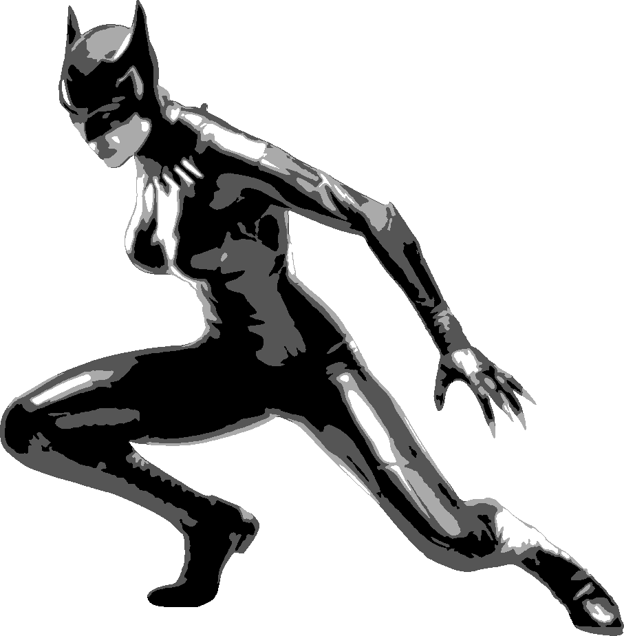 Catwoman stencil, painted in 4 grays