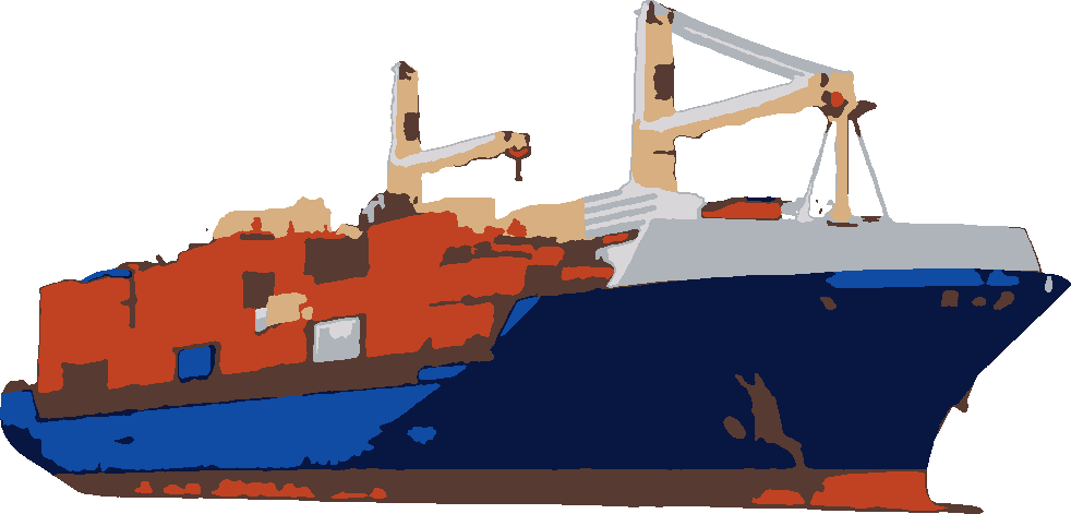 Container Ship stencil, painted in 7 colors