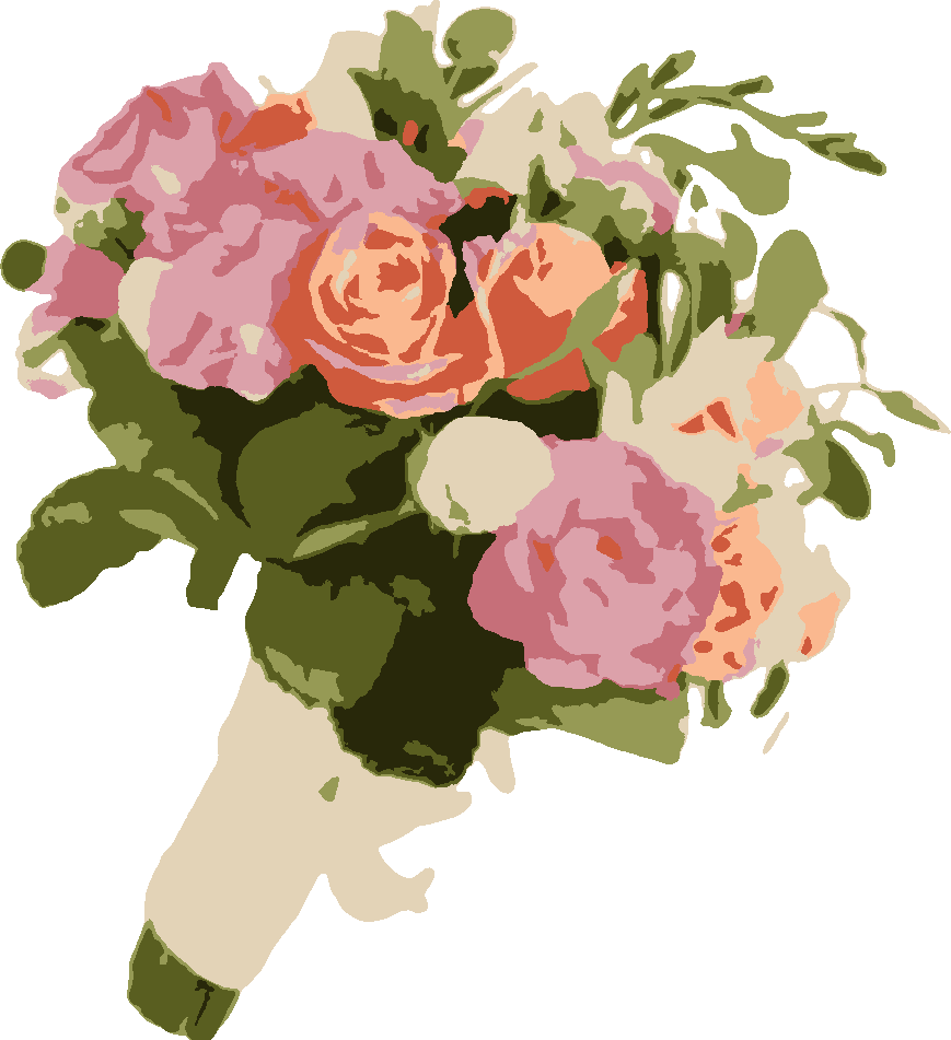 Classic Wedding Bouquet stencil, painted in 8 colors