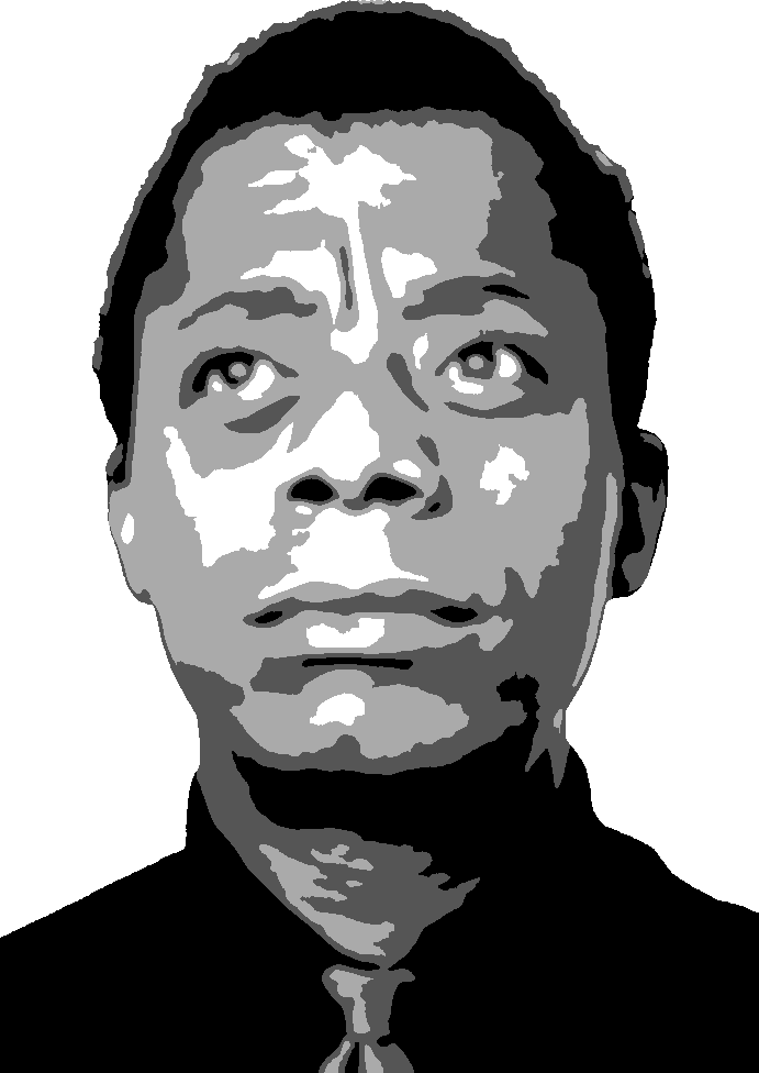 James Baldwin stencil, painted in 4 grays