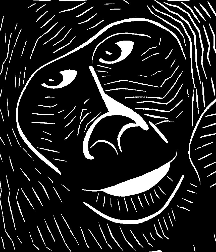 Gorilla Block Print stencil, painted as a reverse single layer